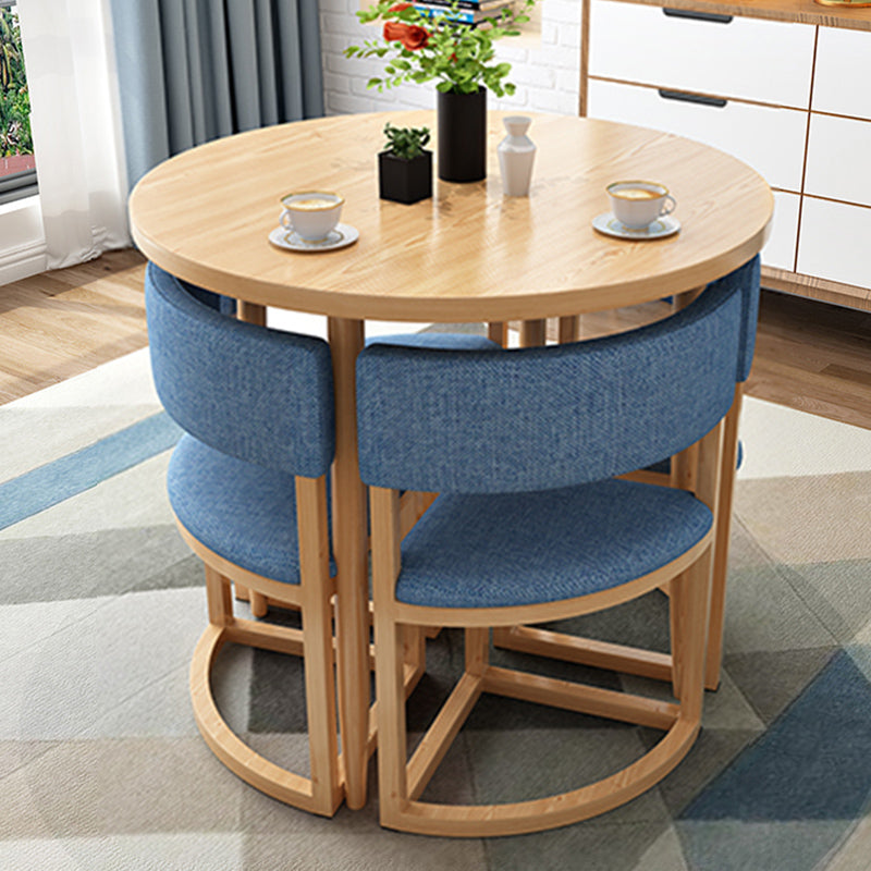 Natural Finish Round Dining Table Modern Dinette Table with 4 Legs Clearhalo 'Dining Tables & Seating' 'Dining Tables' 'dining_table' 'furn' 'furn_dining_table' 'Furniture' 'Kitchen & Dining Furniture' 7233396
