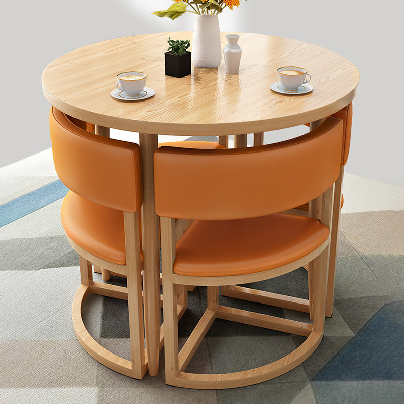 Natural Finish Round Dining Table Modern Dinette Table with 4 Legs Clearhalo 'Dining Tables & Seating' 'Dining Tables' 'dining_table' 'furn' 'furn_dining_table' 'Furniture' 'Kitchen & Dining Furniture' 7233397