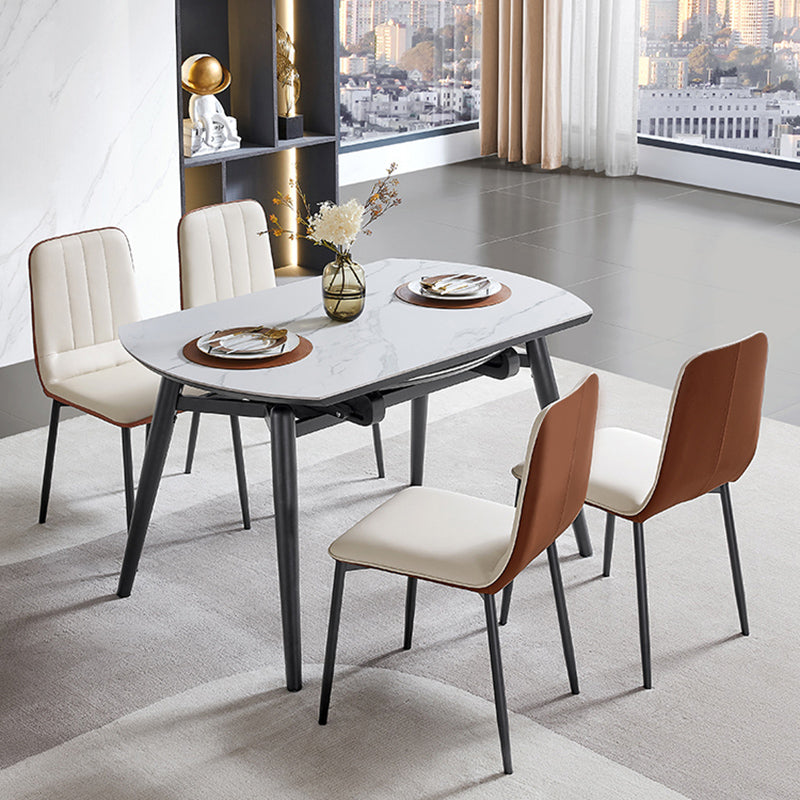 Stone Top Dinette Table with Black Legs Modern Round Dining Table Clearhalo 'Dining Tables & Seating' 'Dining Tables' 'dining_table' 'furn' 'furn_dining_table' 'Furniture' 'Kitchen & Dining Furniture' 7233413
