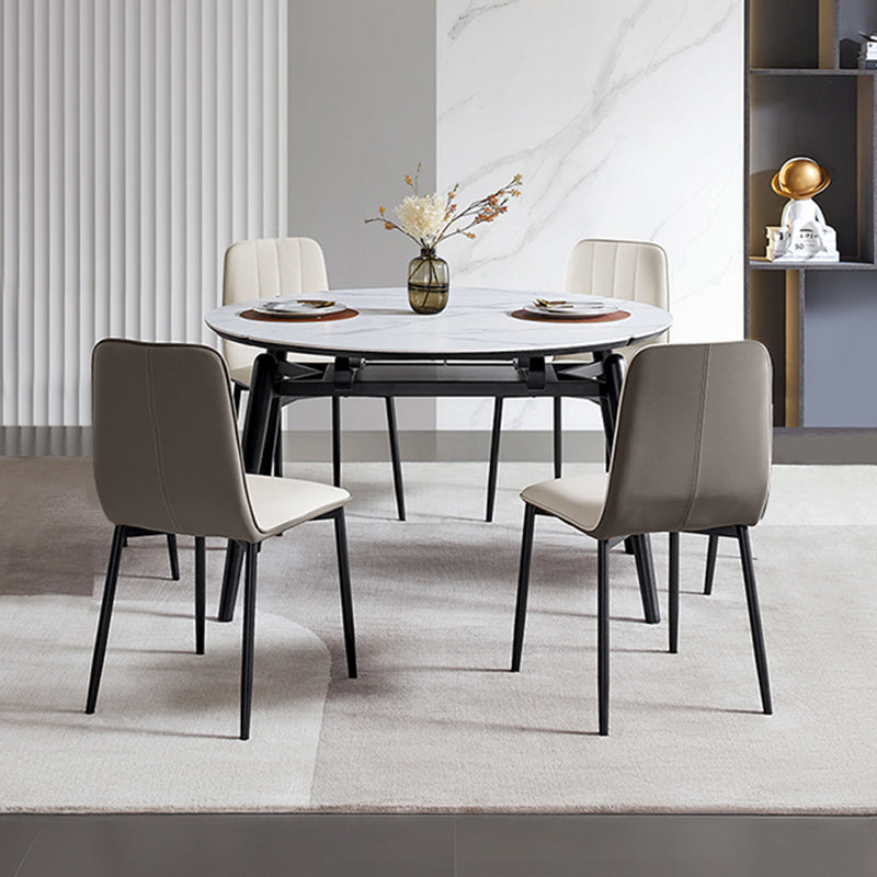 Stone Top Dinette Table with Black Legs Modern Round Dining Table Clearhalo 'Dining Tables & Seating' 'Dining Tables' 'dining_table' 'furn' 'furn_dining_table' 'Furniture' 'Kitchen & Dining Furniture' 7233415