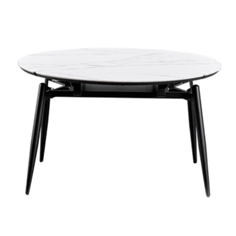 Stone Top Dinette Table with Black Legs Modern Round Dining Table Without Chairs Clearhalo 'Dining Tables & Seating' 'Dining Tables' 'dining_table' 'furn' 'furn_dining_table' 'Furniture' 'Kitchen & Dining Furniture' 7233417