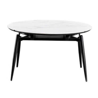 Stone Top Dinette Table with Black Legs Modern Round Dining Table Without Chairs Clearhalo 'Dining Tables & Seating' 'Dining Tables' 'dining_table' 'furn' 'furn_dining_table' 'Furniture' 'Kitchen & Dining Furniture' 7233417