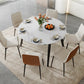 Stone Top Dinette Table with Black Legs Modern Round Dining Table Clearhalo 'Dining Tables & Seating' 'Dining Tables' 'dining_table' 'furn' 'furn_dining_table' 'Furniture' 'Kitchen & Dining Furniture' 7233420