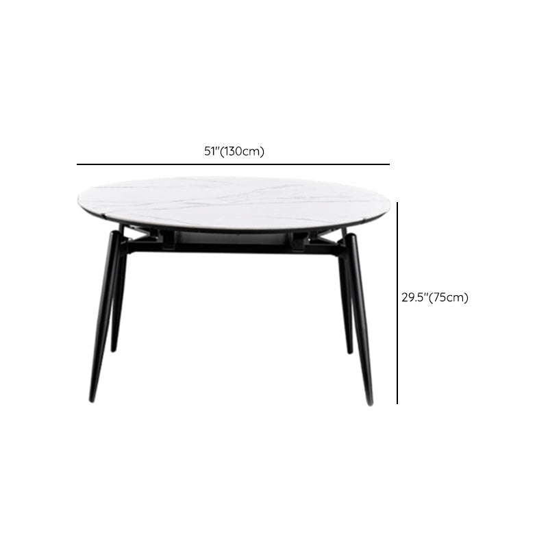 Stone Top Dinette Table with Black Legs Modern Round Dining Table Clearhalo 'Dining Tables & Seating' 'Dining Tables' 'dining_table' 'furn' 'furn_dining_table' 'Furniture' 'Kitchen & Dining Furniture' 7233423