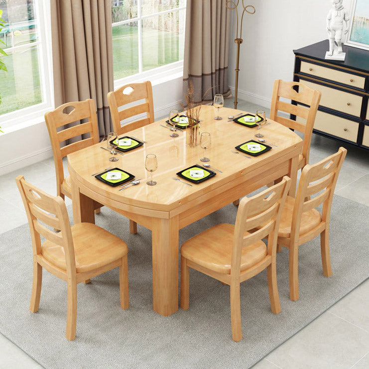 Dining Room Dinner Table 4 Legs Rubberwood Round Dining Table Natural Without Chairs Clearhalo 'Dining Tables & Seating' 'Dining Tables' 'dining_table' 'furn' 'furn_dining_table' 'Furniture' 'Kitchen & Dining Furniture' 7233453