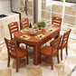 Dining Room Dinner Table 4 Legs Rubberwood Round Dining Table Medium Wood Without Chairs Clearhalo 'Dining Tables & Seating' 'Dining Tables' 'dining_table' 'furn' 'furn_dining_table' 'Furniture' 'Kitchen & Dining Furniture' 7233457