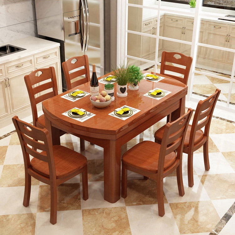Dining Room Dinner Table 4 Legs Rubberwood Round Dining Table Medium Wood Without Chairs Clearhalo 'Dining Tables & Seating' 'Dining Tables' 'dining_table' 'furn' 'furn_dining_table' 'Furniture' 'Kitchen & Dining Furniture' 7233457