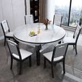 Kitchen Dinner Table Dining Room Stone Drop-Leaf Dining Table Clearhalo 'Dining Tables & Seating' 'Dining Tables' 'dining_table' 'furn' 'furn_dining_table' 'Furniture' 'Kitchen & Dining Furniture' 7233509