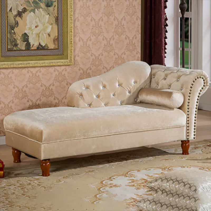 Living Room Velvet Rolled Arms Chaise Modern Chaise Lounge with Upholster Beige Right-Arm Chaise Clearhalo 'Chairs & Seating' 'Chaise Lounge' 'chaise_lounge' 'furn' 'furn_chaise_lounge' 'Furniture' 'Living Room Furniture' 7235098