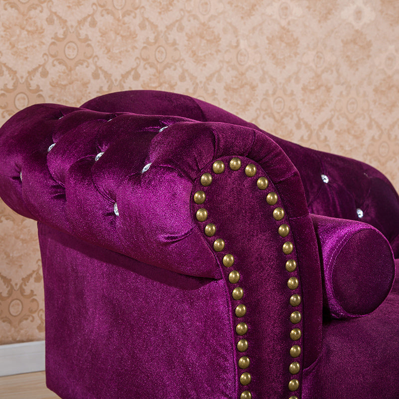 Living Room Velvet Rolled Arms Chaise Modern Chaise Lounge with Upholster Clearhalo 'Chairs & Seating' 'Chaise Lounge' 'chaise_lounge' 'furn' 'furn_chaise_lounge' 'Furniture' 'Living Room Furniture' 7235099