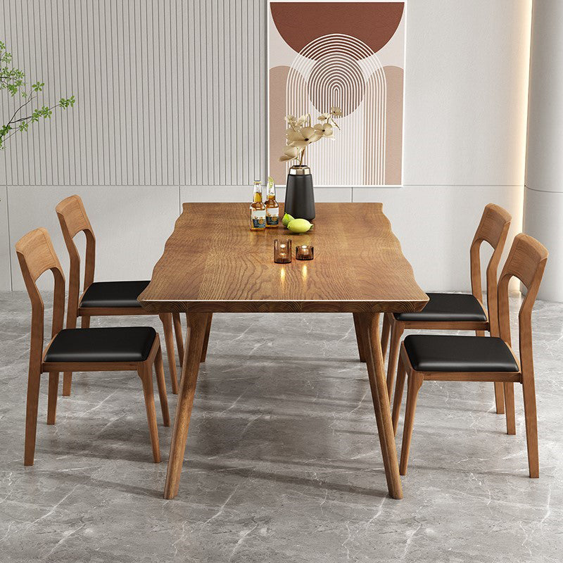 Brown Solid Wood Contemporary Dining Table Set 1/4/5/7 Pcs Dinette Set for Home 5 Pieces: Table, 4 Chairs Clearhalo 'Dining Room Sets' 'Dining Tables & Seating' 'dining_room_set' 'furn' 'furn_dining_room_set' 'Furniture' 'Kitchen & Dining Furniture' 7235687