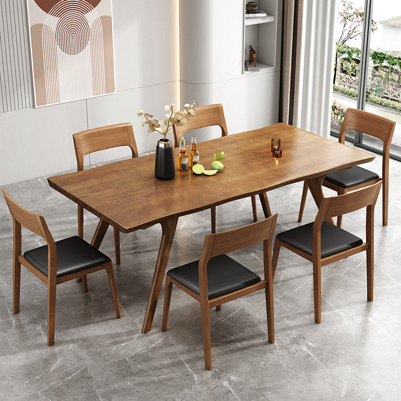 Brown Solid Wood Contemporary Dining Table Set 1/4/5/7 Pcs Dinette Set for Home Clearhalo 'Dining Room Sets' 'Dining Tables & Seating' 'dining_room_set' 'furn' 'furn_dining_room_set' 'Furniture' 'Kitchen & Dining Furniture' 7235693