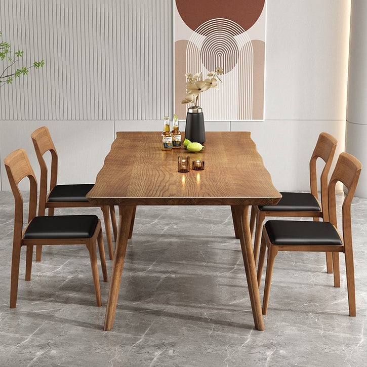 Brown Solid Wood Contemporary Dining Table Set 1/4/5/7 Pcs Dinette Set for Home Clearhalo 'Dining Room Sets' 'Dining Tables & Seating' 'dining_room_set' 'furn' 'furn_dining_room_set' 'Furniture' 'Kitchen & Dining Furniture' 7235701