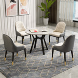 椅子付きの1/2/5 PCSラウンドストーンダイニングテーブルを修正しました