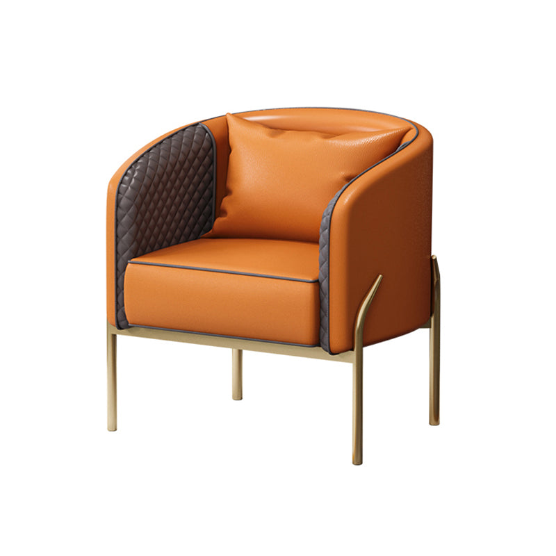 Glam Style Dinette Set 1/2/4/5 Pcs Round Stone Dinette Table with Dining Chair 1 Orange Chair Clearhalo 'Dining Room Sets' 'Dining Tables & Seating' 'dining_room_set' 'furn' 'furn_dining_room_set' 'Furniture' 'Kitchen & Dining Furniture' 7235755