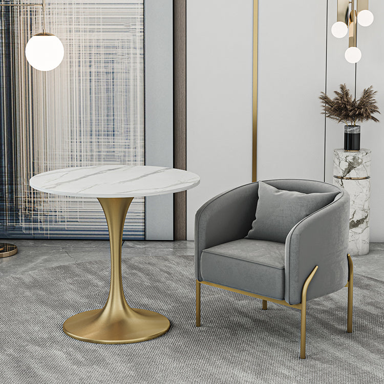 Glam Style Dinette Set 1/2/4/5 Pcs Round Stone Dinette Table with Dining Chair 2 Pieces: Table, 1 Chair Clearhalo 'Dining Room Sets' 'Dining Tables & Seating' 'dining_room_set' 'furn' 'furn_dining_room_set' 'Furniture' 'Kitchen & Dining Furniture' 7235756