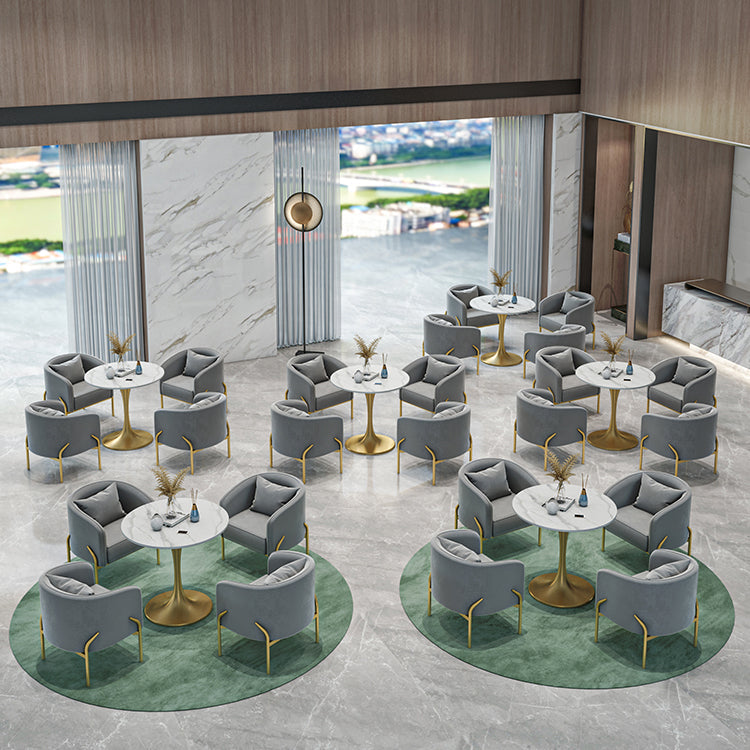 Glam Style Dinette Set 1/2/4/5 Pcs Round Stone Dinette Table with Dining Chair Clearhalo 'Dining Room Sets' 'Dining Tables & Seating' 'dining_room_set' 'furn' 'furn_dining_room_set' 'Furniture' 'Kitchen & Dining Furniture' 7235757