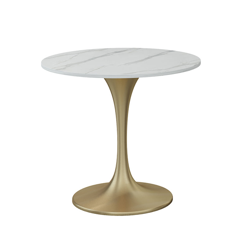 Glam Style Dinette Set 1/2/4/5 Pcs Round Stone Dinette Table with Dining Chair White 31"L x 31"W Clearhalo 'Dining Room Sets' 'Dining Tables & Seating' 'dining_room_set' 'furn' 'furn_dining_room_set' 'Furniture' 'Kitchen & Dining Furniture' 7235758