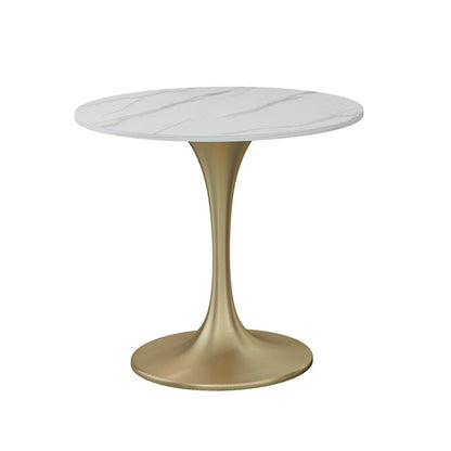 Glam Style Dinette Set 1/2/4/5 Pcs Round Stone Dinette Table with Dining Chair White 31"L x 31"W Clearhalo 'Dining Room Sets' 'Dining Tables & Seating' 'dining_room_set' 'furn' 'furn_dining_room_set' 'Furniture' 'Kitchen & Dining Furniture' 7235758