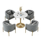 Glam Style Dinette Set 1/2/4/5 Pcs Round Stone Dinette Table with Dining Chair Clearhalo 'Dining Room Sets' 'Dining Tables & Seating' 'dining_room_set' 'furn' 'furn_dining_room_set' 'Furniture' 'Kitchen & Dining Furniture' 7235764