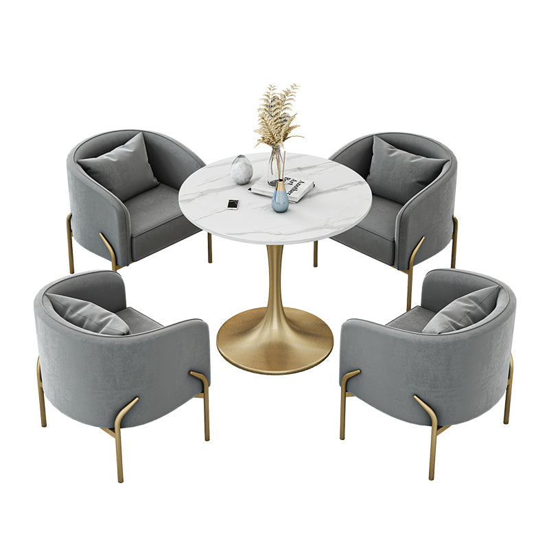 Glam Style Dinette Set 1/2/4/5 Pcs Round Stone Dinette Table with Dining Chair Clearhalo 'Dining Room Sets' 'Dining Tables & Seating' 'dining_room_set' 'furn' 'furn_dining_room_set' 'Furniture' 'Kitchen & Dining Furniture' 7235764