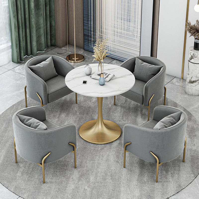 Glam Style Dinette Set 1/2/4/5 Pcs Round Stone Dinette Table with Dining Chair Clearhalo 'Dining Room Sets' 'Dining Tables & Seating' 'dining_room_set' 'furn' 'furn_dining_room_set' 'Furniture' 'Kitchen & Dining Furniture' 7235767