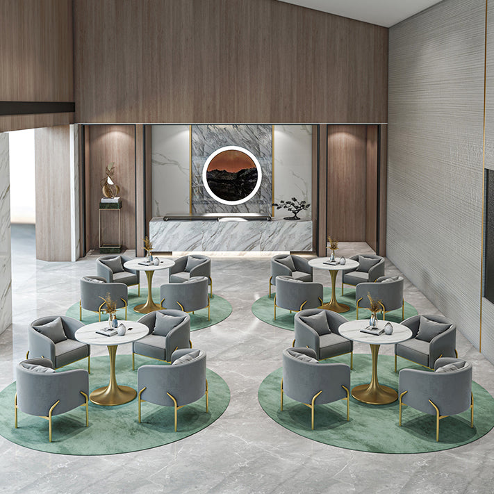 Glam Style Dinette Set 1/2/4/5 Pcs Round Stone Dinette Table with Dining Chair Clearhalo 'Dining Room Sets' 'Dining Tables & Seating' 'dining_room_set' 'furn' 'furn_dining_room_set' 'Furniture' 'Kitchen & Dining Furniture' 7235768