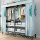 Foldable Freestanding Wardrobe Metal Frame Multifunctional Wardrobe 59.1"L x 19.7"W x 70.9"H Light Blue Clearhalo 'Armoires & Wardrobes' 'armoires_wardrobes' 'Bedroom Furniture' 'furn' 'furn_armoires_wardrobes' 'Furniture' 7235804