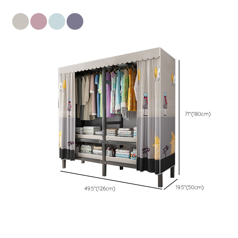 Foldable Freestanding Wardrobe Metal Frame Multifunctional Wardrobe Clearhalo 'Armoires & Wardrobes' 'armoires_wardrobes' 'Bedroom Furniture' 'furn' 'furn_armoires_wardrobes' 'Furniture' 7235819