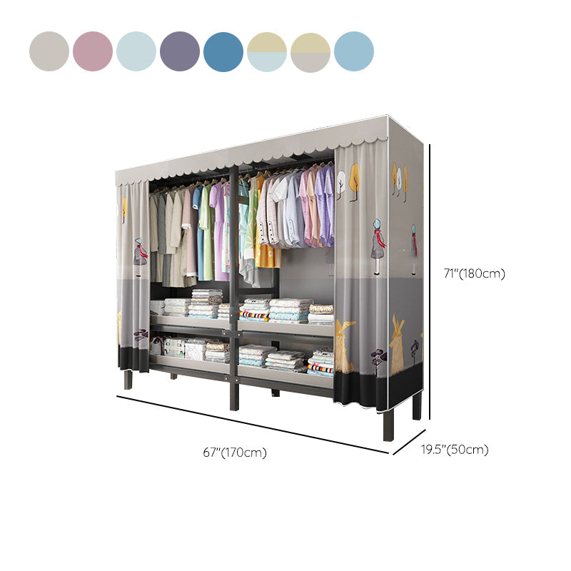 Foldable Freestanding Wardrobe Metal Frame Multifunctional Wardrobe Clearhalo 'Armoires & Wardrobes' 'armoires_wardrobes' 'Bedroom Furniture' 'furn' 'furn_armoires_wardrobes' 'Furniture' 7235821