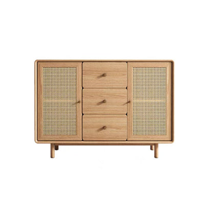 Tavolo a buffet in legno massiccio marrone contemporaneo con 3 cassetti