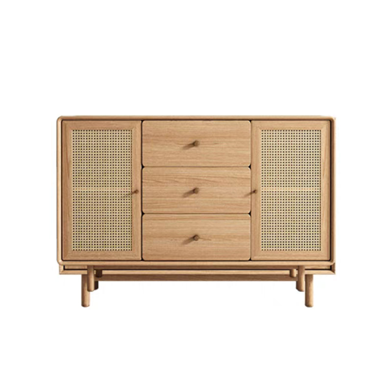 Tavolo a buffet in legno massiccio marrone contemporaneo con 3 cassetti