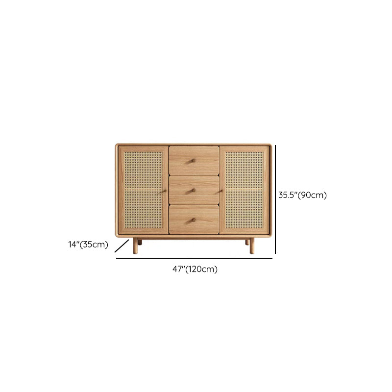 Tavolo a buffet in legno massiccio marrone contemporaneo con 3 cassetti