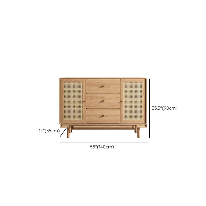 Tavolo a buffet in legno massiccio marrone contemporaneo con 3 cassetti