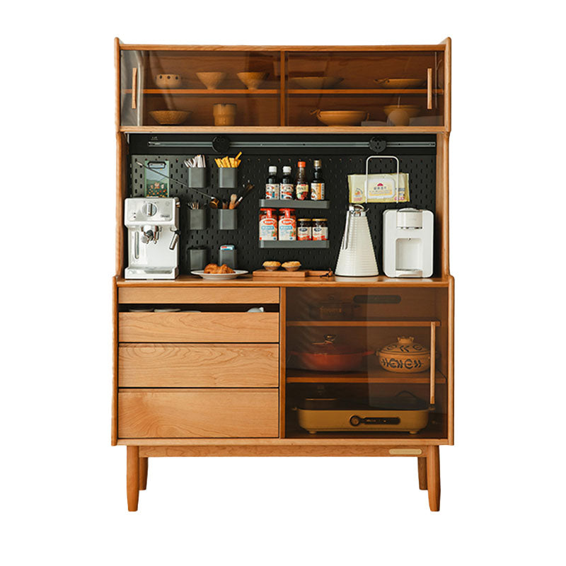 Modernism Wood Server Tabla 3 Cajones abiertos aparador de almacenamiento para comedor