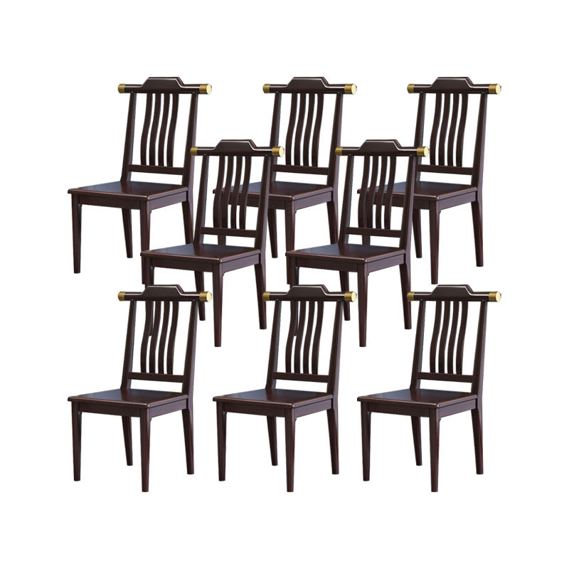 Industriële keuken eetkamerstoel massief houten lat achter armloze stoel