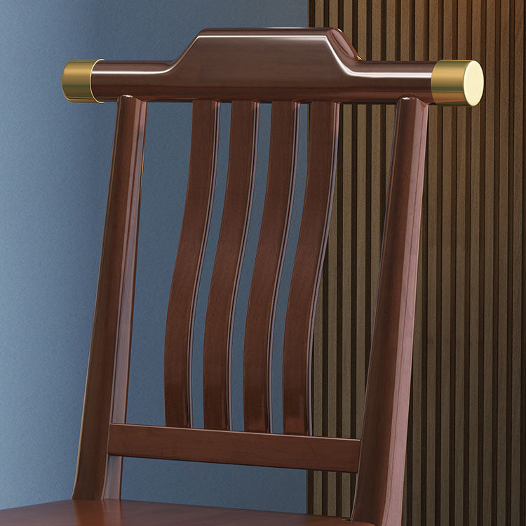 Industriële keuken eetkamerstoel massief houten lat achter armloze stoel