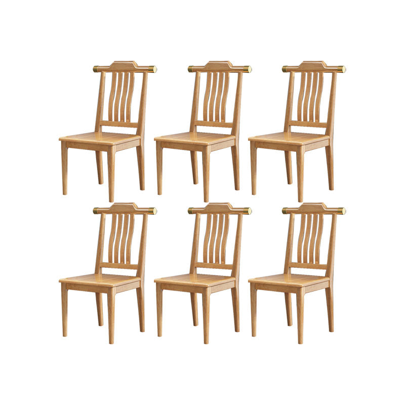 Industriële keuken eetkamerstoel massief houten lat achter armloze stoel