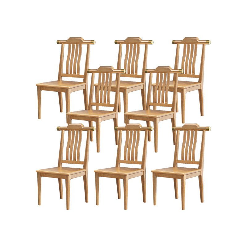 Industriële keuken eetkamerstoel massief houten lat achter armloze stoel