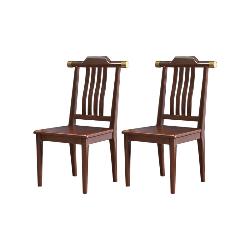 Industriële keuken eetkamerstoel massief houten lat achter armloze stoel