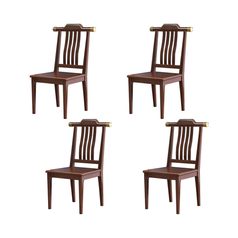 Industriële keuken eetkamerstoel massief houten lat achter armloze stoel