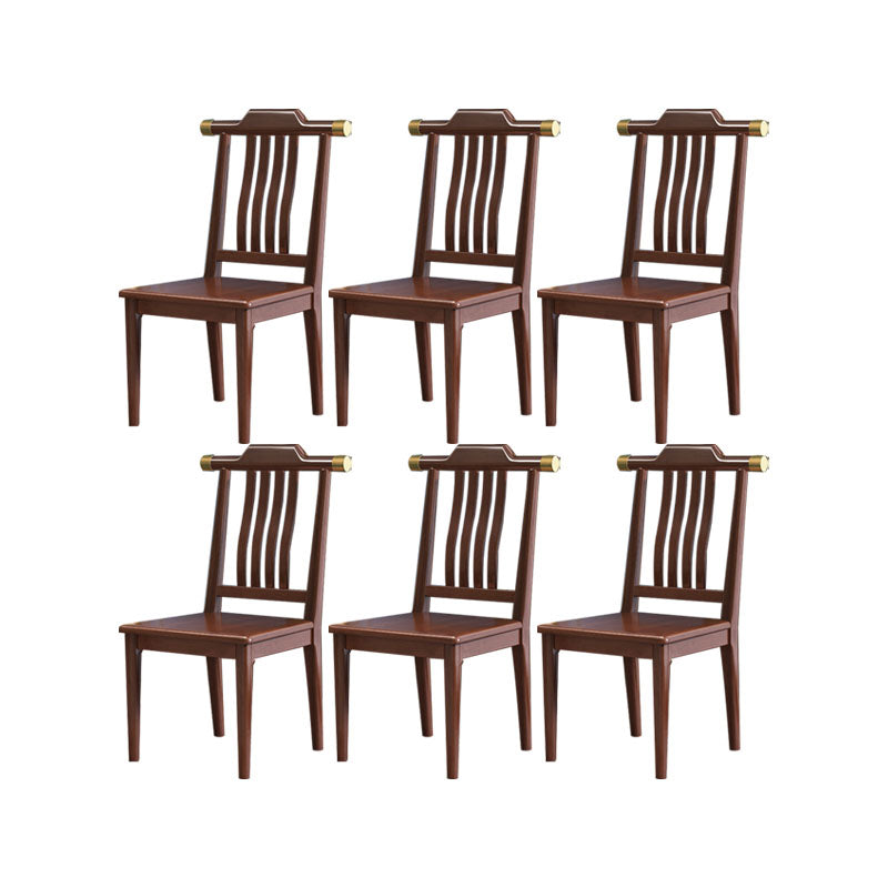 Industriële keuken eetkamerstoel massief houten lat achter armloze stoel