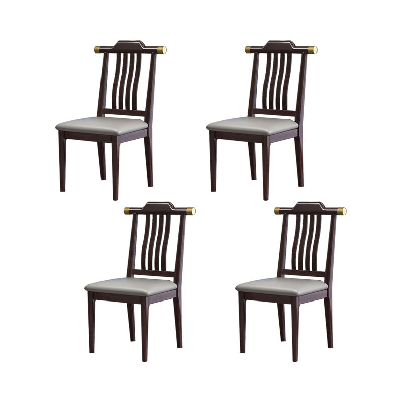 Industriële keuken eetkamerstoel massief houten lat achter armloze stoel