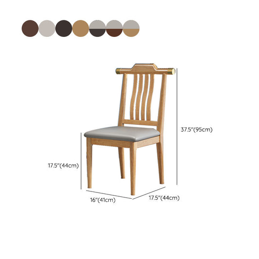 Industrial Kitchen Dining Chair Solid Wood Slat Back Armless Chair