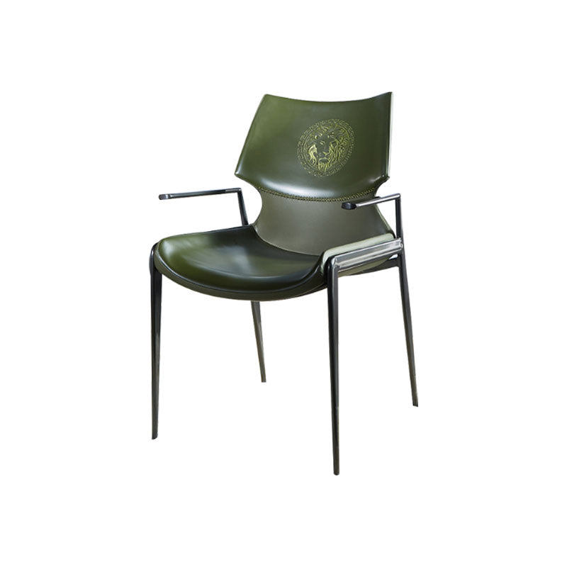 Faux Leather Dining Chairs Industrial Style Patio Dining Chair with Black Legs Blackish Green 1 Piece Clearhalo 'Dining Chairs' 'Dining Tables & Seating' 'dining_chair' 'furn' 'furn_dining_chair' 'Furniture' 'Kitchen & Dining Furniture' 7236385