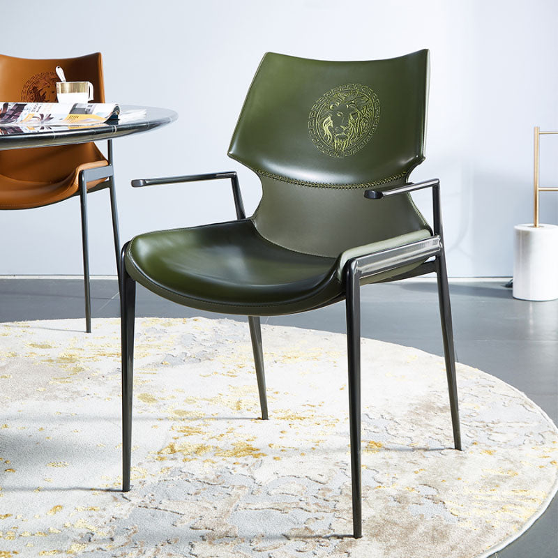 Faux Leather Dining Chairs Industrial Style Patio Dining Chair with Black Legs Clearhalo 'Dining Chairs' 'Dining Tables & Seating' 'dining_chair' 'furn' 'furn_dining_chair' 'Furniture' 'Kitchen & Dining Furniture' 7236394