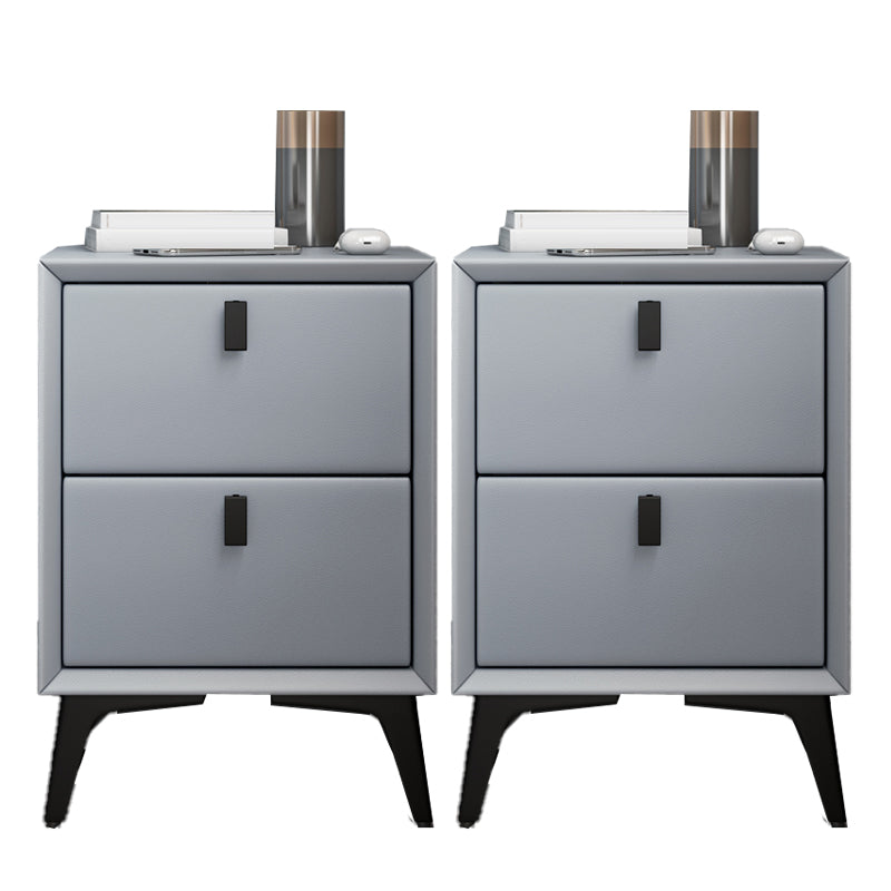 Comobilismo per letto contemporaneo in pelle con cabine da comodino con cassetti