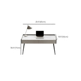 Modern Style Stone Task Desk Rectangular Shape Office Desk with Black Legs