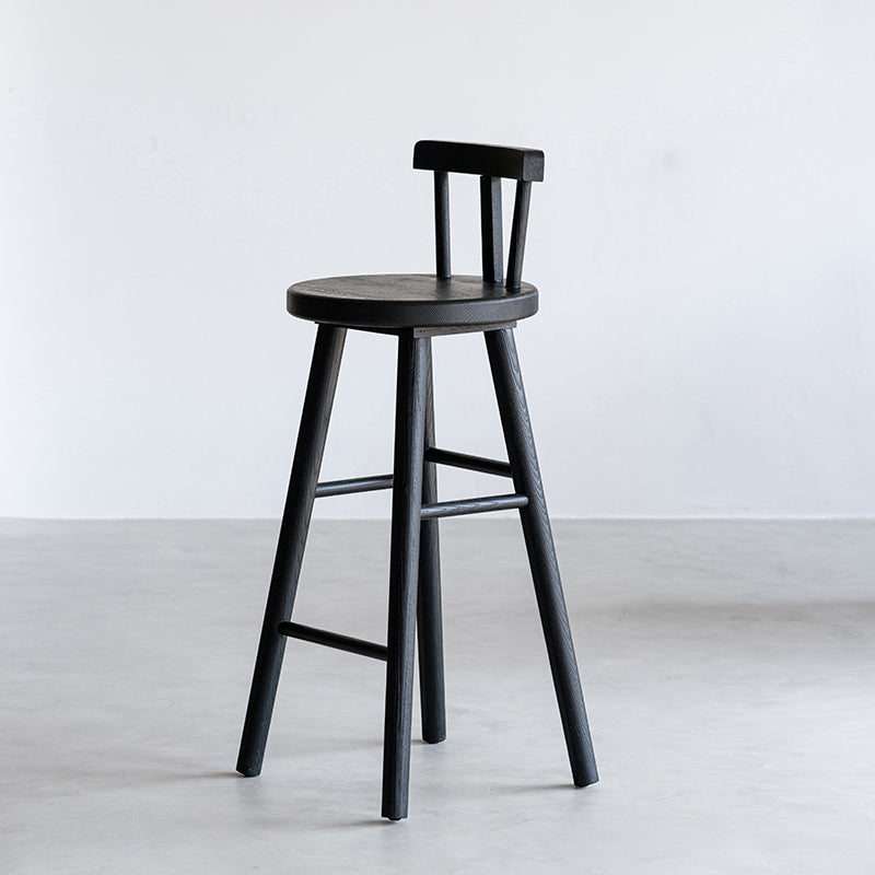 Sgabelli da bar in legno massiccio di sgabelli da pranzo neri con poggiapiedi