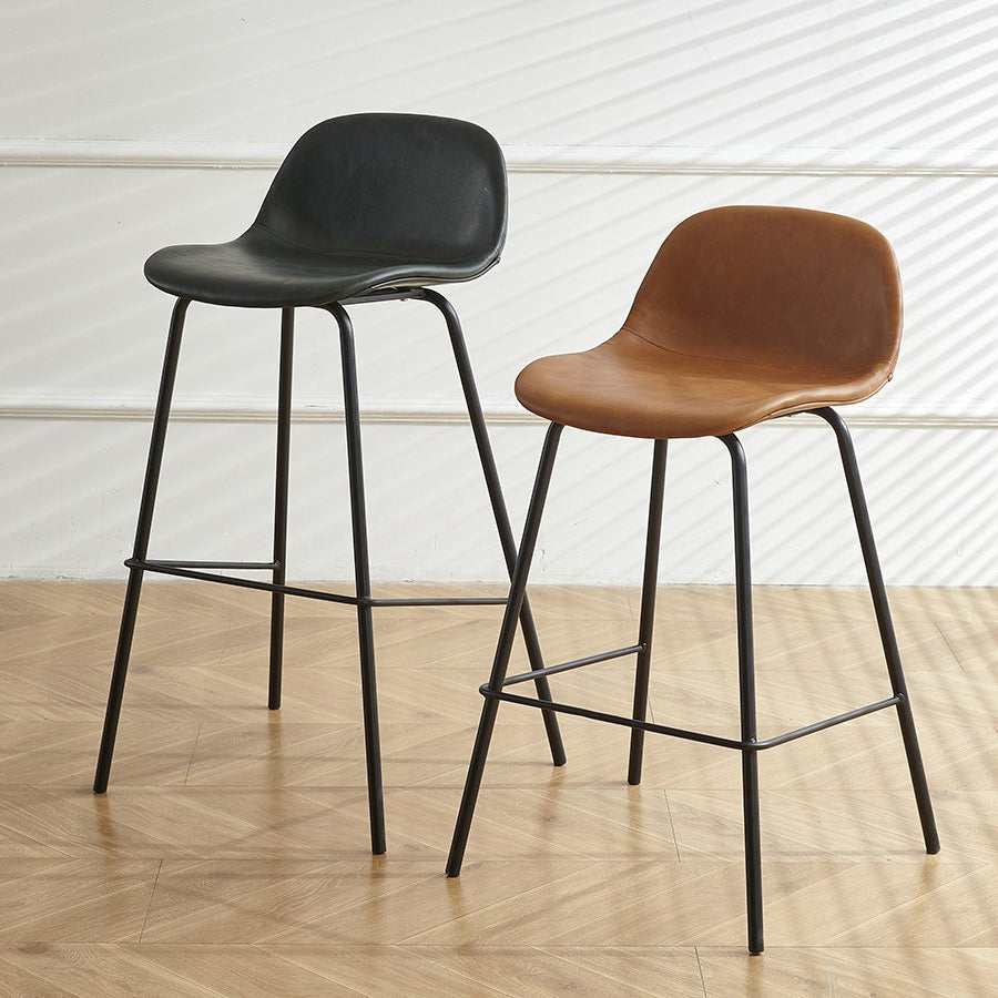 Lage rug dineren krukken faux lederen barkrukken met metalen basis